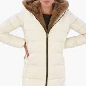 NWT: Duvetica Rabbit Fur Trim CARYS Down Jacket Size  EU 42